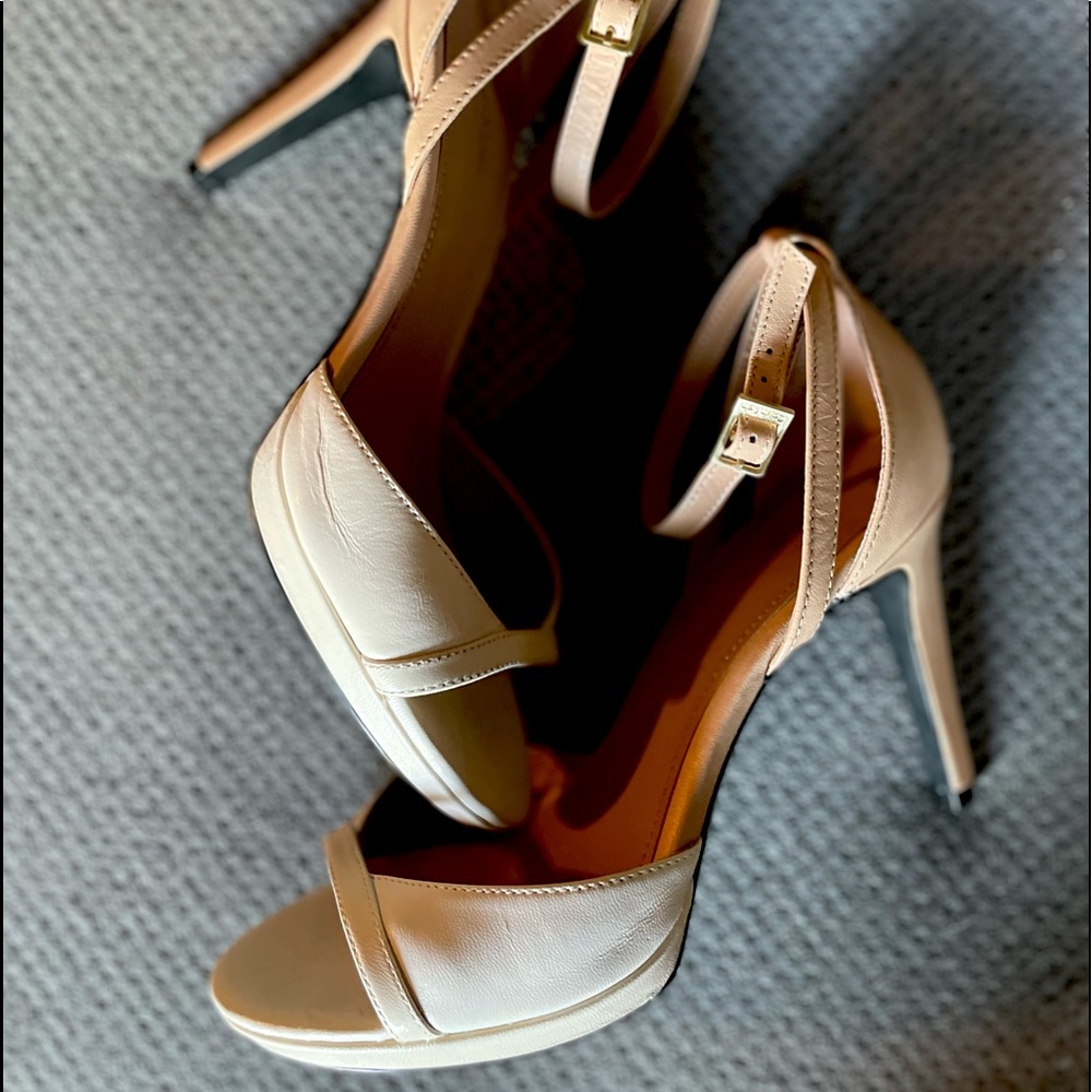 Calvin Klein nude beige and white heels
